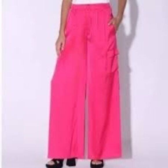 NWT Walter Baker Joey Cargo Pant in Vibrant Bright Pink Size Medium - Picture 1 of 14